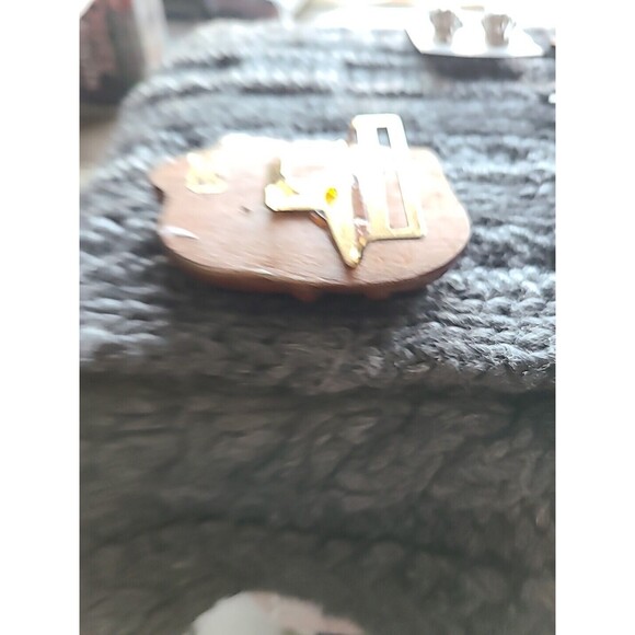 RARE Vtg 80s Designer Sandy Duftler Wood Belt Buckle. Marked